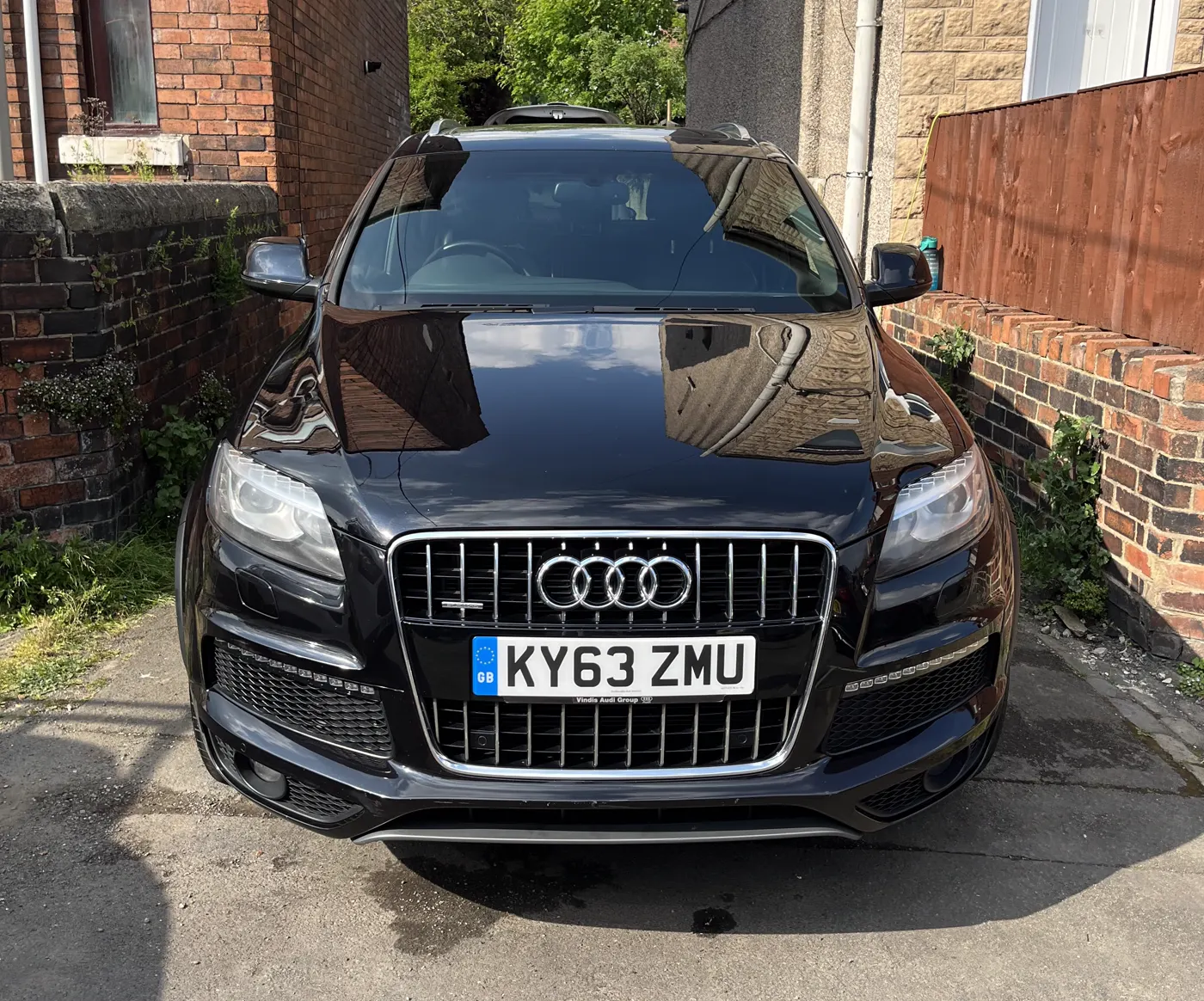 Black Audi 4x4 front exterior after a car valet in Rotherham